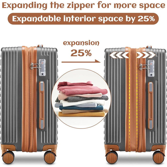 Набір валіз Joyway з ABS-пластику (сірий, ручна поклажа) з TSA-замком, 4 колеса, з сумкою та культурою