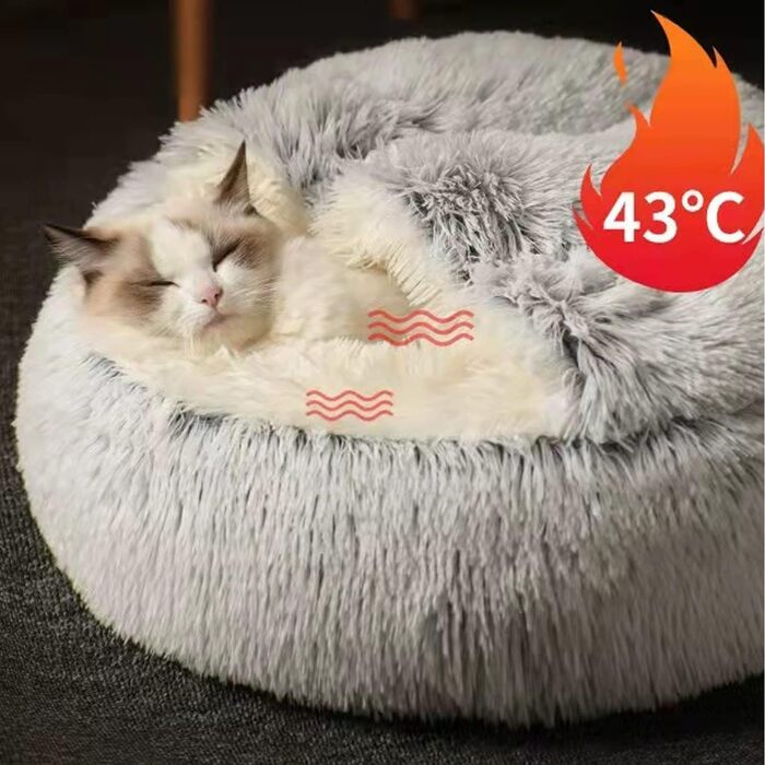 YAGE Soothing Cat Bed, Fluffy Plush Kitten Bed, Washable Anti-Anxiety Puppy Bed, Pet Bed for Small Dogs Soft Warm Donut Cat Sleeping Bag. No.: 015002802-0001 (M-50CM, green)