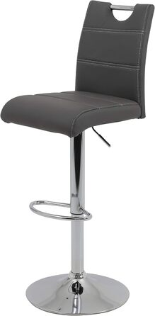 Hela Miranda Bar Stools - 2 Pack, Adjustable Height, 360° Swivel, Grey Faux Leather - Bistro Chairs