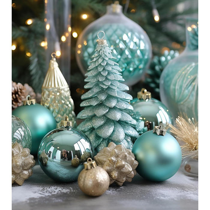 36 блакитних новорічних кулі для прикраси ялинки, 6 см, новорічний декор