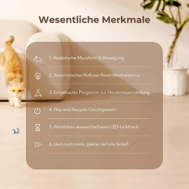 Cheerble Wicked Mouse – електрична іграшка для котів, USB-зарядка, LED, інтерактивна, синя