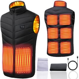 Обогревна жилетка для чоловіків та жінок з Powerbank, 9 зон нагріву, 3 режими температури, 20000mAh, для активного відпочинку, походів та катання на лижах