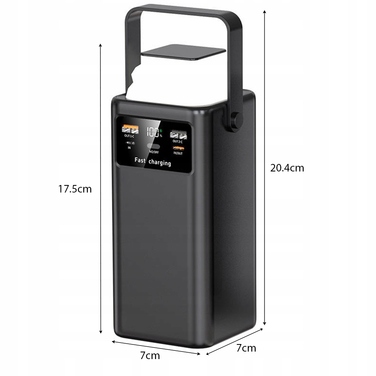 Повербанк 50000 mAh чорний, USB-C 66W, з кабелями та ліхтариком