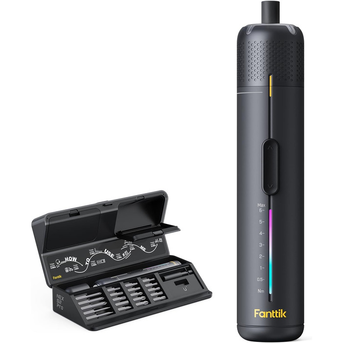 Fanttik S2 Pro: Акумуляторний шуруповерт 3.7V з набором біт, 7 рівнів крутного моменту, для меблів та ремонту