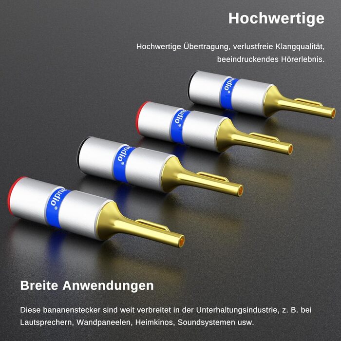 Комплект бананових роз'ємів Monosaudio B806 (8 шт.), позолочені затискачі для акустичних кабелів, домашнього кінотеатру та AV-ресиверів