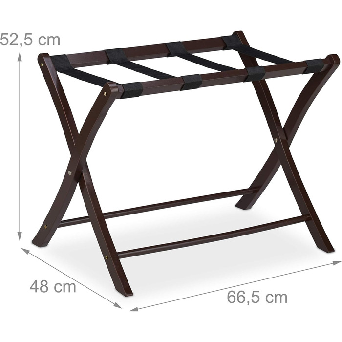 Relaxdays Suitcase Stand, Wood, Folding, Luggage Rack, Suitcase Storage, for Travel Luggage, HxWxD: 52.5x66.5x48 cm, white (Brown)