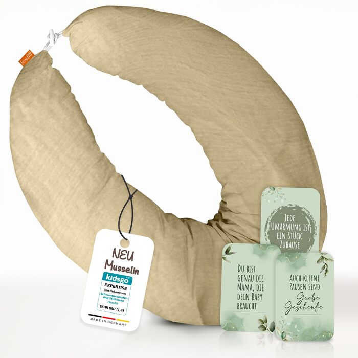 Подушка для вагітних Joyfill Stillkissen XXL: для сну на боці та годування | З м'якою мусліновою наповнювачем (Оливковий, 170 см)