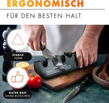 Точилка для ножів AUSTEIN QuickSharp 4-in-1: професійне заточування та шліфування (Титаново-сірий)