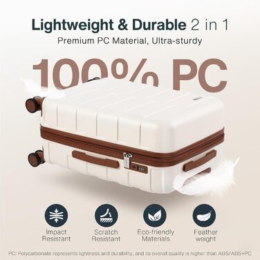 Чемодан VIPbox з жорсткою обшивкою, великий (75 см), розширюваний, легкий, з полікарбонату, з TSA замком, білий, M+XL (55+75 см)