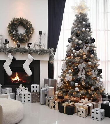 Набір прикрас на ялинку 36 шт. блакитні, ялинкові кулі, декор для ялинки, 6 см, чорний колір