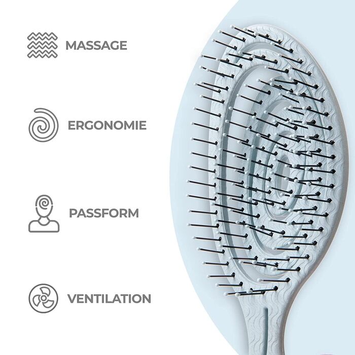 Щітка для волосся Ninabella без заплутування - для жінок та чоловіків - розпушувач для кучерявого та довгого волосся - розпушувальна щітка, щітки для волосся - блакитний, світло-блакитний