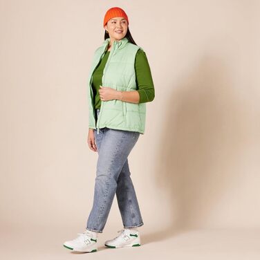 Жіноча жилетка з пухом Amazon Essentials, середньої щільності, на блискавці, темно-зелена (M, кольору шалфей)