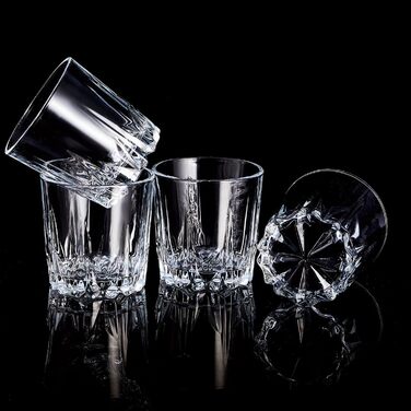 Набір склянок для віскі GLASKEY 4 шт., 350 мл, без свинцю, кришталь, для рому, коктейлів, скотчу, джина, коньяку, води, можна мити в посудомийній машині