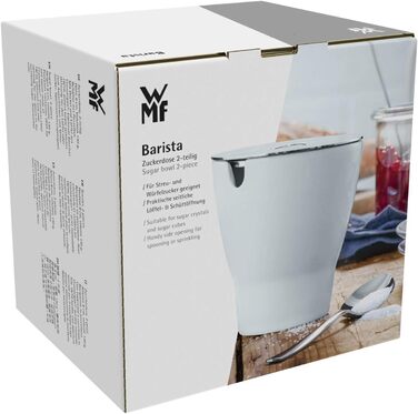 Цукорниця WMF Barista з ложкою, 130 г, порцеляна, нержавіюча сталь Cromargan, для сипучого та кускового цукру