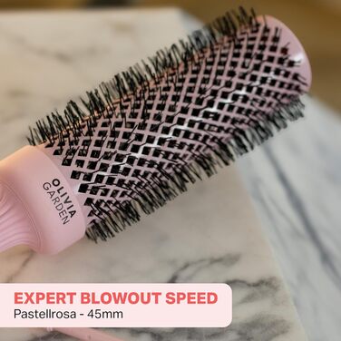 Кругла щітка Olivia Garden Expert Blowout Speed з керамічним покриттям, білий та сірий (45 мм)