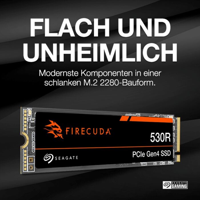 SSD Seagate FireCuda 530R 4TB NVMe PCIe Gen4 x4 для PS5/PC - 7400 МБ/с, 3D TLC NAND, 5.050TBW, Data Rescue Service