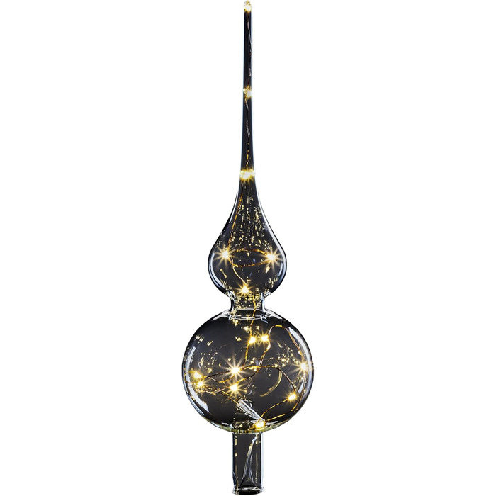 Lumix® LED Wireless Tree Topper Christmas Tree Star Christmas Ornament Transparent Glass Warm White Hand-Blown Christmas Decoration Christmas Tree 29cm Made in Germany 76030, Clear