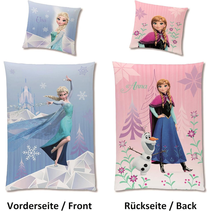 Дитяча постільна білизна Disney Frozen Анна і Ельза 135x200 80x80 см, бавовна, замок-блискавка, малюнок Diamonds