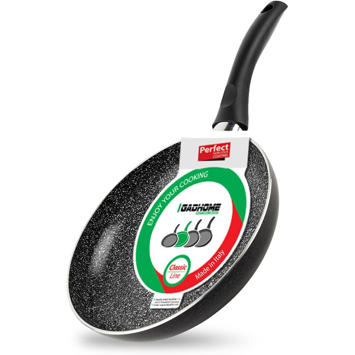 Сковорода антипригарна GadHome 20 см, чорна | Для індукційних плит | Алюмінієва сковорода з ергономічною ручкою | Без PFOA для здорового приготування | Можна мити в посудомийній машині