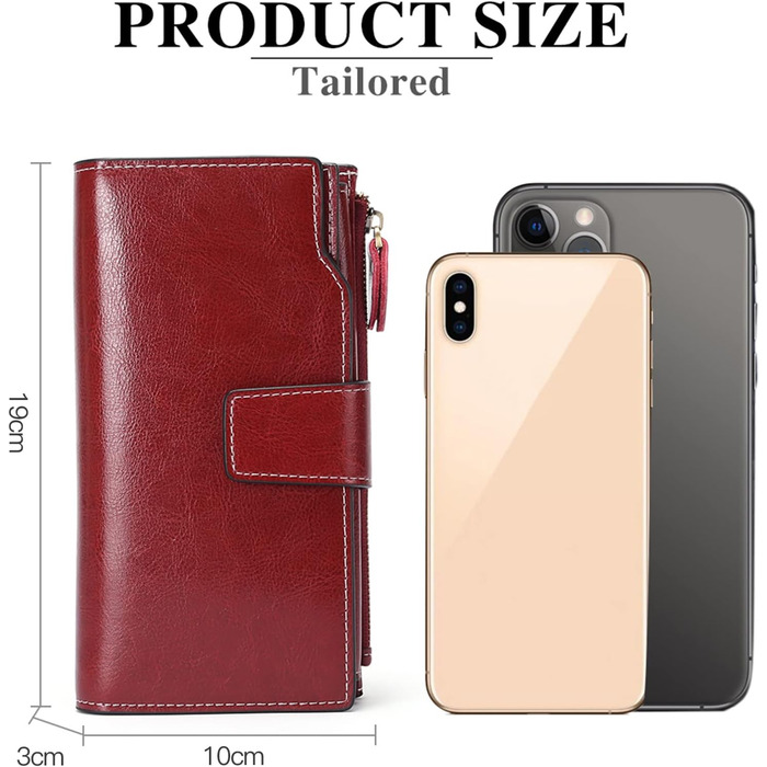 SENDEFN Women's Leather Wallet Large RFID Protection with Many Compartments, Including 20 Card Slots and a Phone Pocket