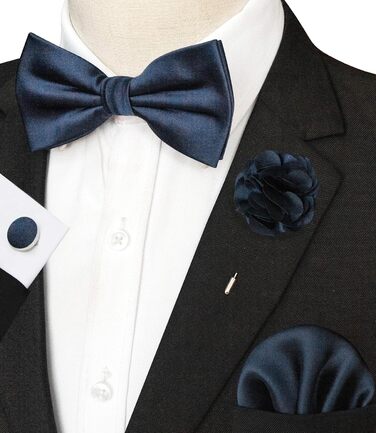 Бабочка чоловіча JEMYGINS з краваткою-метеликом та нагрудником, комплект (Темно-синій)