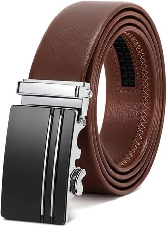 Чоловічий шкіряний ремінь WERFORU з автоматичною пряжкою, ширина 3.5 см, для костюма та джинсів, колір A-braun, довжина 145 см (обхват талії 105-125 см)