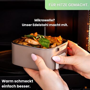 Бенто-бокс 'Remy' 2100мл, 3 секції з відділеннями та столовим прибором, преміум-якість, нержавіюча сталь, BPA-free, велика ланчбокс для дорослих, для Meal Prep, миється в посудомийній машині та підходить для мікрохвильової печі