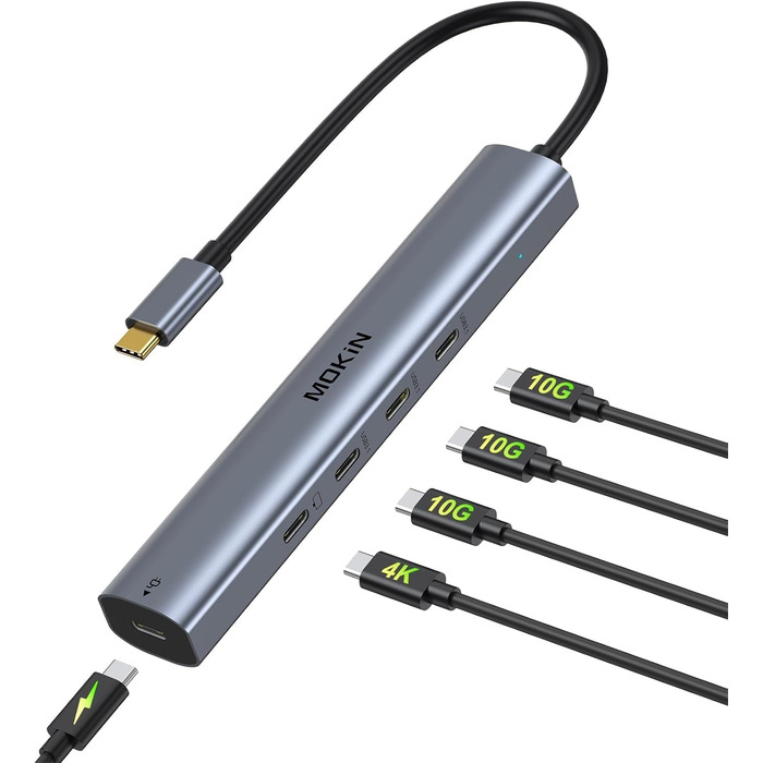 MOKiN USB-C хаб 6-в-1: HDMI 4K, 2xUSB 3.0, USB 2.0, SD/MicroSD, для MacBook, XPS та інших пристроїв