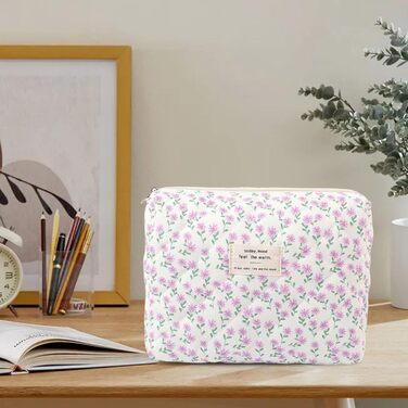 Набір косметичок для подорожей для жінок, 3 шт. з бавовни, великі культки з квітковим принтом для косметики та аксесуарів (фіолетовий павіан)