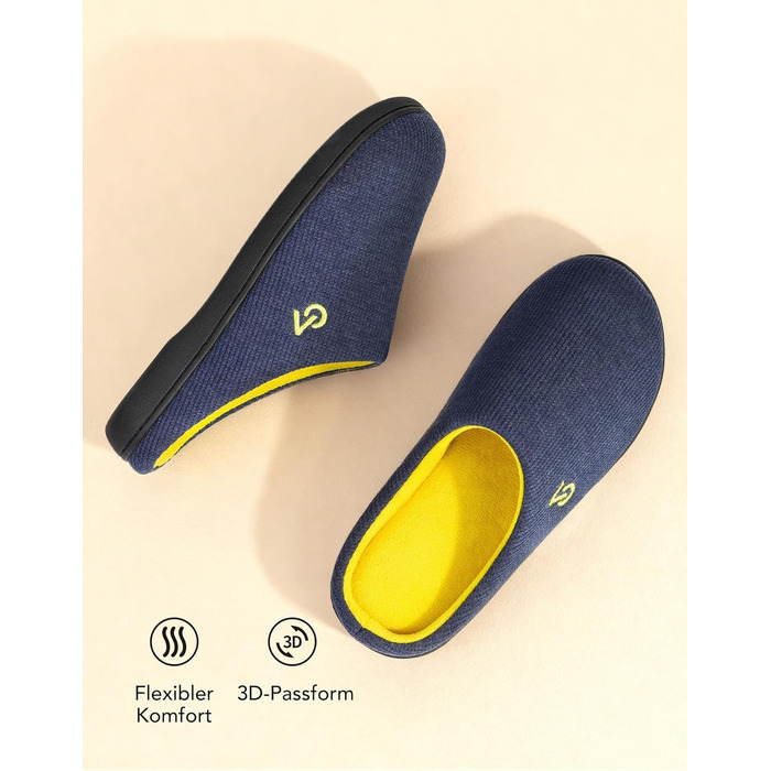 Чоловічі халапи VeraCosy з пам'ятю піни, двоколірні, 44/45 EU, блакитний/жовтий