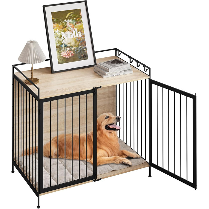 Клітка для собак EUGAD з дерева, переносна будовушка для дому, XXL, для малих/середніх собак, 104x92x60 см, міцна