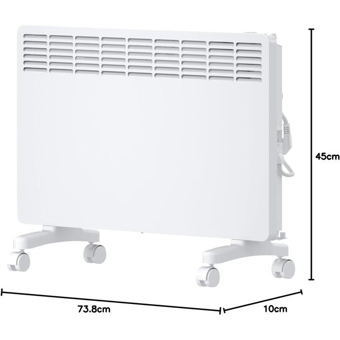 Електричний конвекторний обігрівач Stiebel Eltron 2 kW з терморегулятором, для приміщень до 25 м², TÜV geprüft, з роликами, 204450