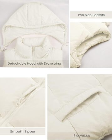 Жіноча безрукавна стьобана жилетка Lentta з капюшоном, тепла зимова жилетка, пухова жилетка, колір бежевий