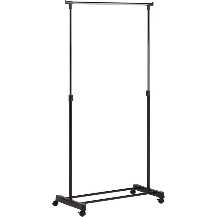 Honey-Can-Do GAR-01122 Clothes Rack, Adjustable Height, Chrome/Black, Metal, Black, 5.7149 x 15.24 x 86.36 cm