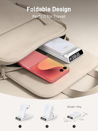 Бездротовий зарядний пристрій 3-в-1 для Samsung Galaxy S26/S25/Z Fold 7/Flip 7, Galaxy Watch 8/7/6/5 Pro та Buds 3/2 - білий