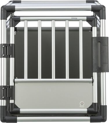 Тріксі переносна клітка для собак з алюмінію, срібна - M–L, 60x65x86 см, стабільна та тиха, з безпечним замком та неслизьким килимком - 39342, для однієї собаки