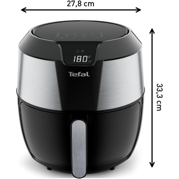 Аерофритюрниця Tefal Easy Fry XXL 5,6 л, 1850 Вт, 8 програм, електрична, без олії, нержавіюча сталь, енергозберігаюча, цифровий дисплей