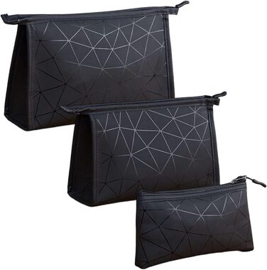 Набір косметичок 3 шт. з блискавкою: водонепроникні органайзери для косметики та подорожей (зелений, чорний)