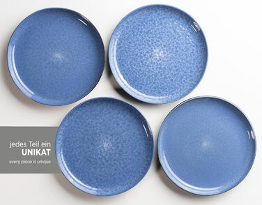 MÄSER Filippa: 16-Piece Ceramic Dinner Set for 4 - Modern Blue & Black Reactive Glaze Stoneware