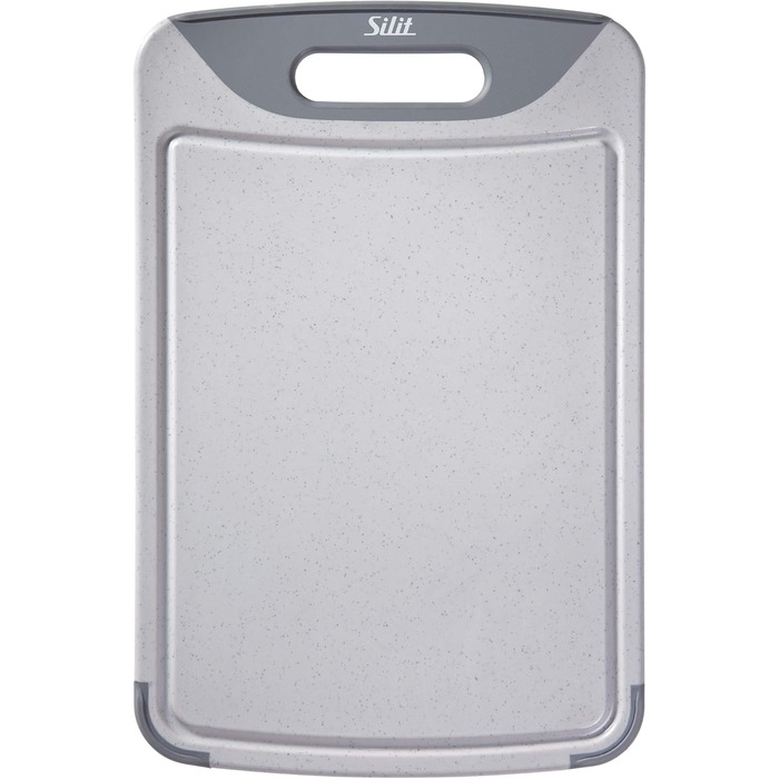 Silit Cutting Board Plastic Set, 2-Piece, Kitchen Board with Juice Groove, Hanging/Carrying Handle, 2 Sizes, Blade-Friendly