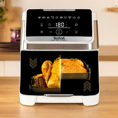 Фритюрниця Tefal Easy Fry Silence 7л, біла - аерофритюрниця з тихим режимом, 10 програм, до 8 порцій EY8421E0