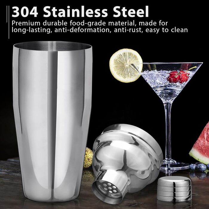 Cocktail Set, Godmorn Stainless Steel Shaker Set, 15-Piece Bartender Set with Improved Bamboo Stand, Recipe Book, Measuring Jigger, and Bar Spoon, 550 ml Gift Set for Home or the Bar