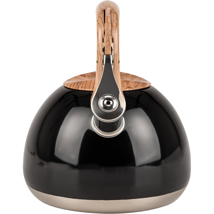 Чайник електричний KARL HAUSMANN Induktion 3L з автоматичним свистком - нержавіюча сталь, для індукційних, газових та електричних плит (Чорний)