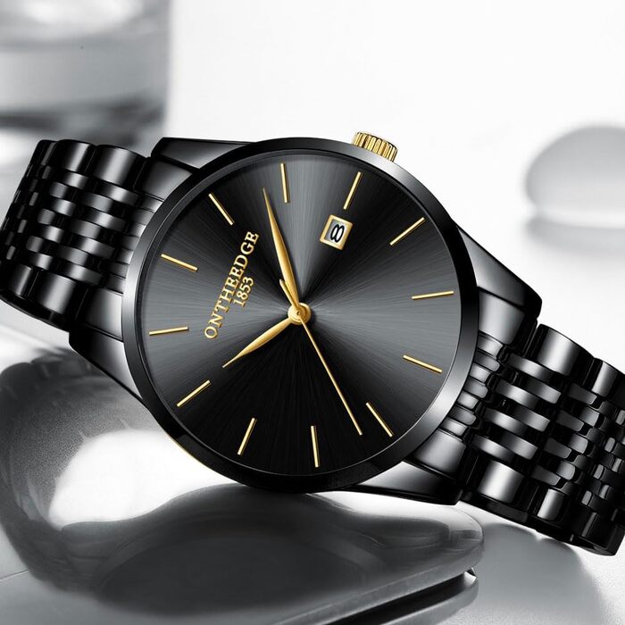 Чоловічий годинник на зап'ясті з нержавіючої сталі, водонепроникний, класичний, з великим циферблатом, мінімалістичний, аналоговий кварцовий годинник для чоловіків, блакитний колір