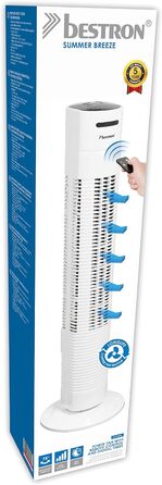 Турбовентилятор Bestron AFT760Z з 3 швидкостями, осциляцією 75°, таймером, висота 78 см