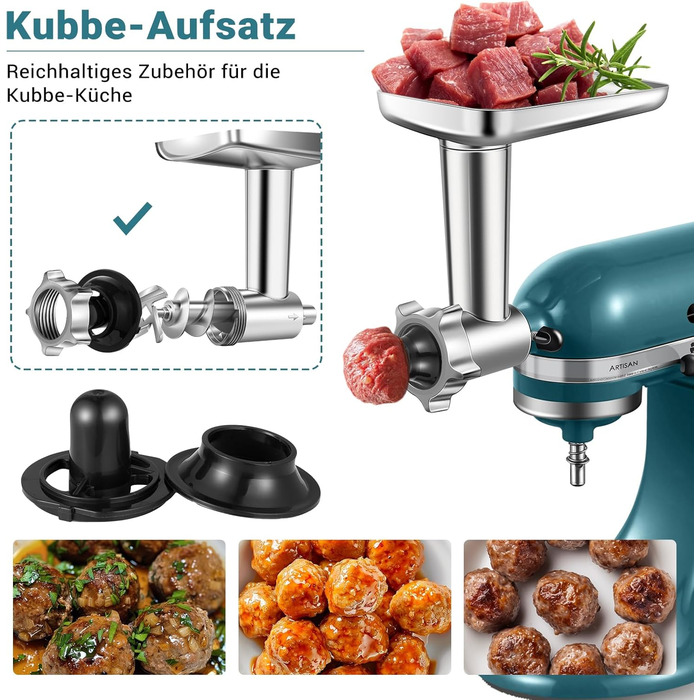 Електрична м'ясоподрібнювач насадка для KitchenAid Mixer, нержавіюча сталь