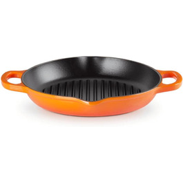 Чавунна кругла гриль-сковорода Le Creuset Signature 25 см, для всіх типів плит і духовок, червона (Ofenrot)