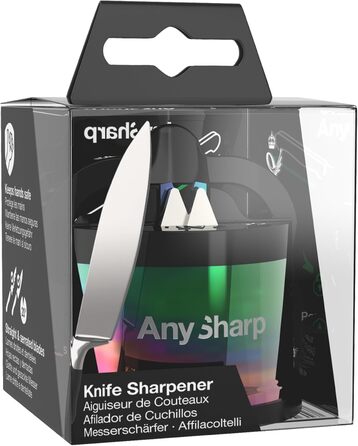 AnySharp Pro металевий точильник для ножів, безпечний, з присоскою PowerGrip, для кухонних ножів з твердого сталі та серрейтором, найкраща якість