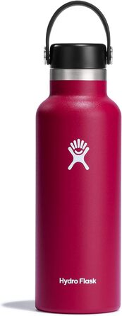 HYDRO FLASK - 18oz (532ml) Water Bottle - Vacuum-Insulated Stainless Steel Water Bottle - Sports Bottle with Leak-Proof Flex Cap & Strap - Dishwasher Safe Thermos Bottle - Wide Mouth Opening - (Travel Mug, Snapper, 532 ml)