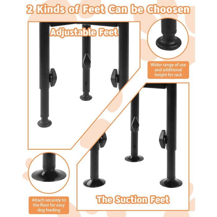 Підставка для годівлі собак з підставкою для лап, регульована по висоті, 15-26 см, металева, для маленьких, середніх та великих собак (тільки підставка)